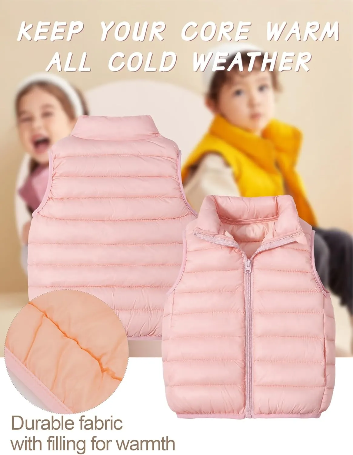 Happy Cherry Kids Boys Girls Lightweight Down Puffer Vest Sleeveless Windproof Packable Warm Winter Vest