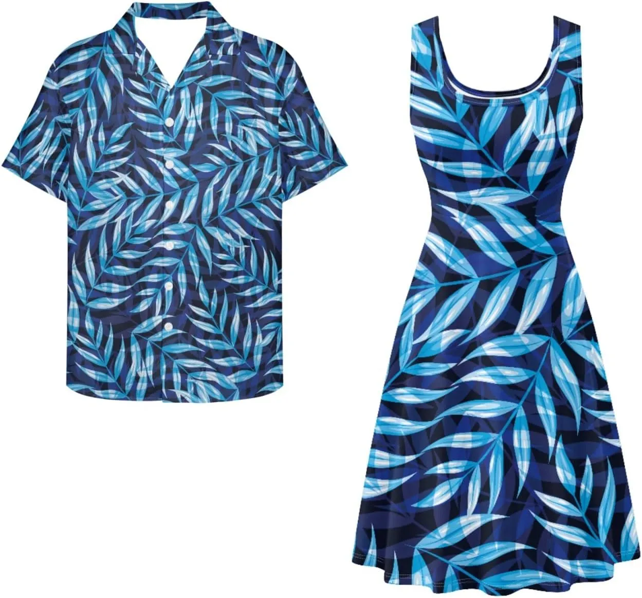 Hawaii Matching Couple Outfits Husband and Wife Clothing Fashionable Mens Casual Shirts Hawaii Dress with Soft Fabric