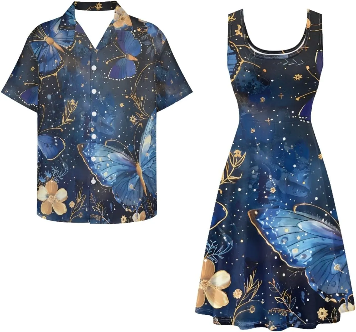 Hawaii Matching Couple Outfits Husband and Wife Clothing Fashionable Mens Casual Shirts Hawaii Dress with Soft Fabric
