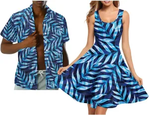 Hawaii Matching Couple Outfits Husband and Wife Clothing Fashionable Mens Casual Shirts Hawaii Dress with Soft Fabric