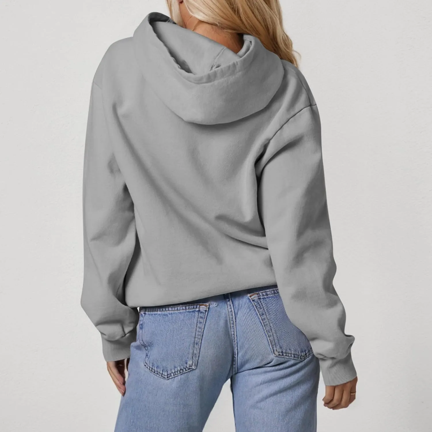 Hoodies for Women Oversized Plain Hooded Sweatshirt with Pocket Casual Fall Workout Gym Fleece Pullover Sweaters