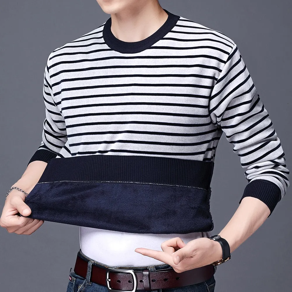 Horizontal Line Two-Tone Casual Knitted Sweater
