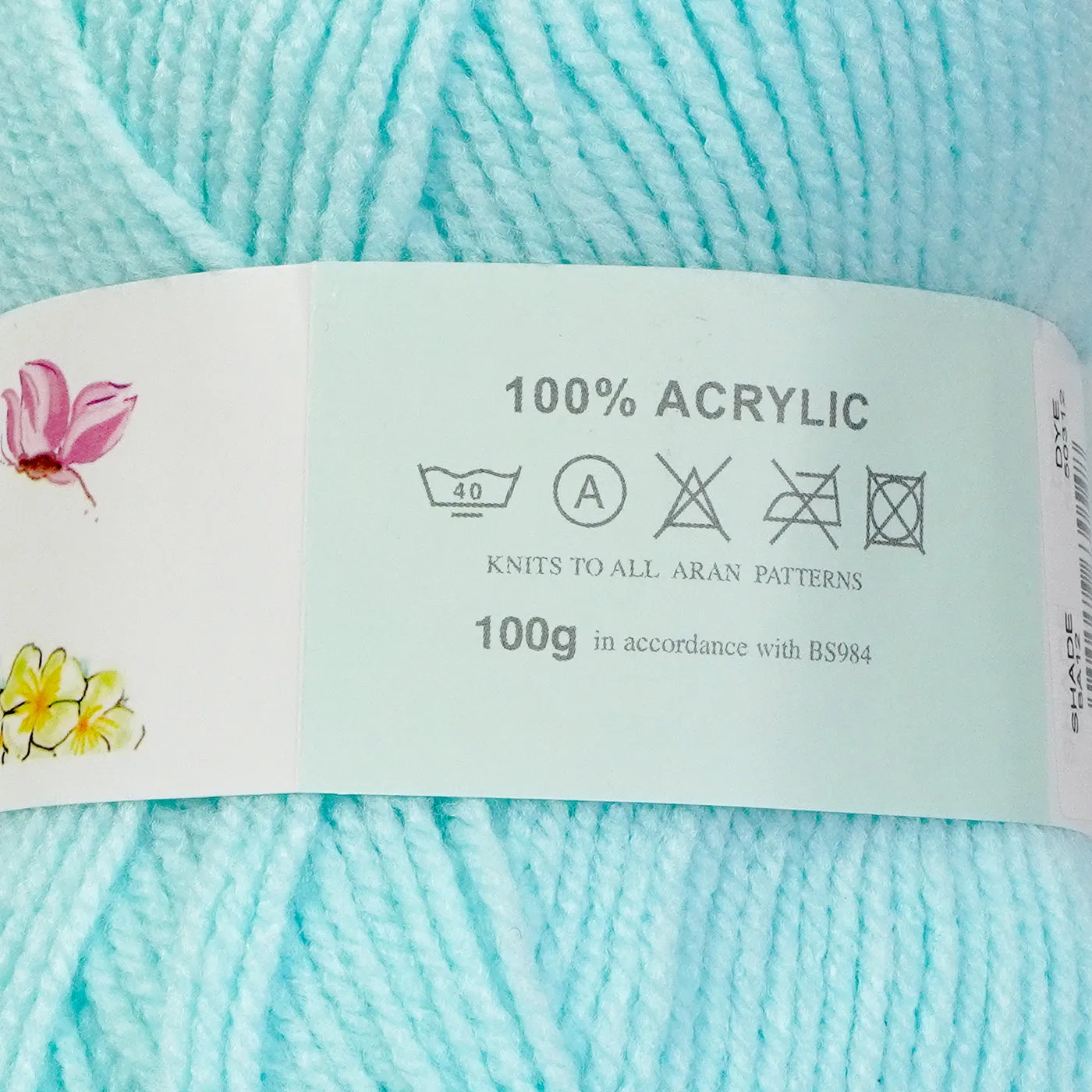 James C Brett Baby Aran Yarn - BA12 Soft Aqua -  100g