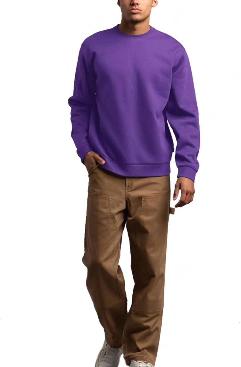 JIHUILAI Men's Crewneck Sweatshirt Plain Sweatshirts Athletic Workout Sweat Shirts Soft Long Sleeve Pullover Shirt