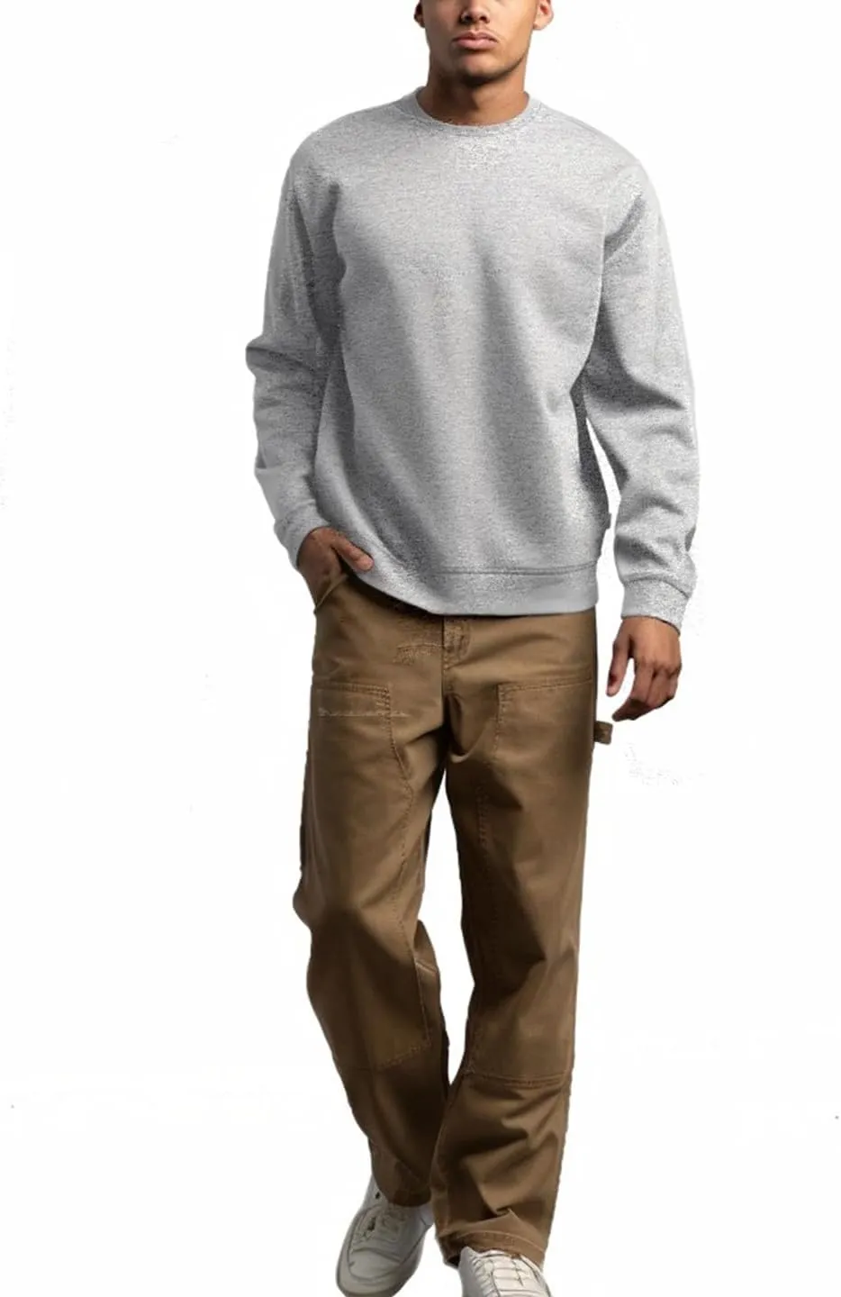 JIHUILAI Men's Crewneck Sweatshirt Plain Sweatshirts Athletic Workout Sweat Shirts Soft Long Sleeve Pullover Shirt
