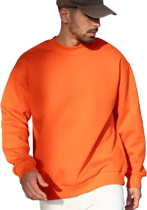 JIHUILAI Men's Crewneck Sweatshirt Plain Sweatshirts Athletic Workout Sweat Shirts Soft Long Sleeve Pullover Shirt