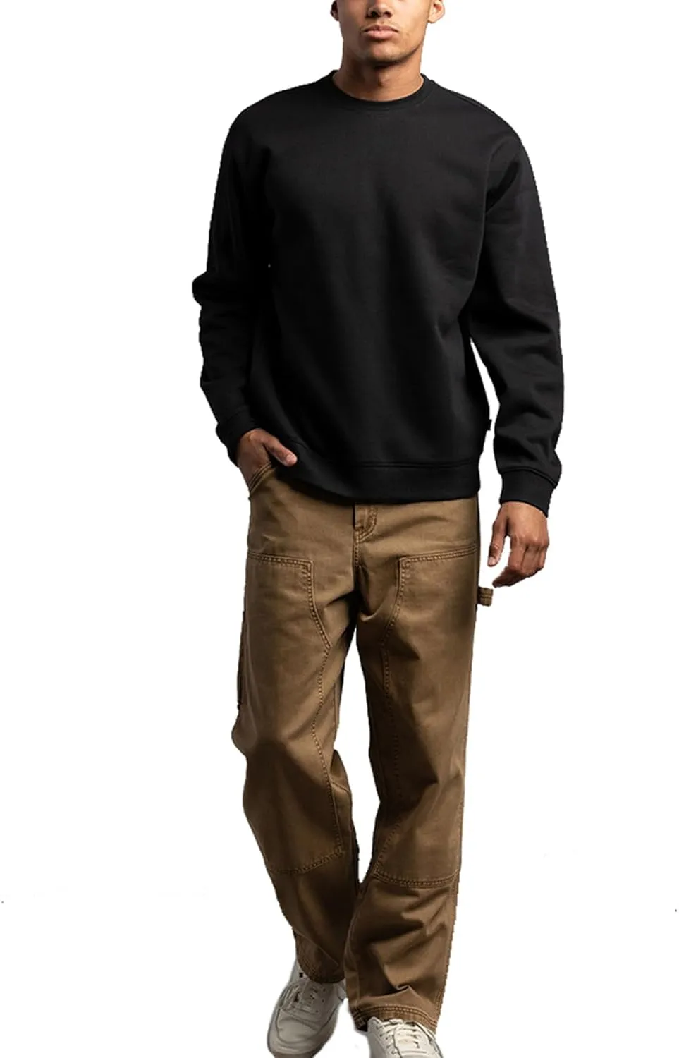 JIHUILAI Men's Crewneck Sweatshirt Plain Sweatshirts Athletic Workout Sweat Shirts Soft Long Sleeve Pullover Shirt
