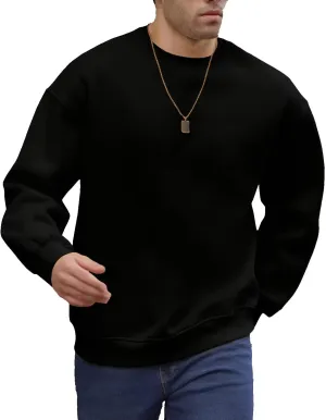 JIHUILAI Men's Crewneck Sweatshirt Plain Sweatshirts Athletic Workout Sweat Shirts Soft Long Sleeve Pullover Shirt