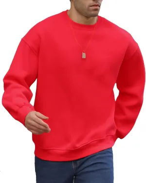 JIHUILAI Men's Crewneck Sweatshirt Plain Sweatshirts Athletic Workout Sweat Shirts Soft Long Sleeve Pullover Shirt