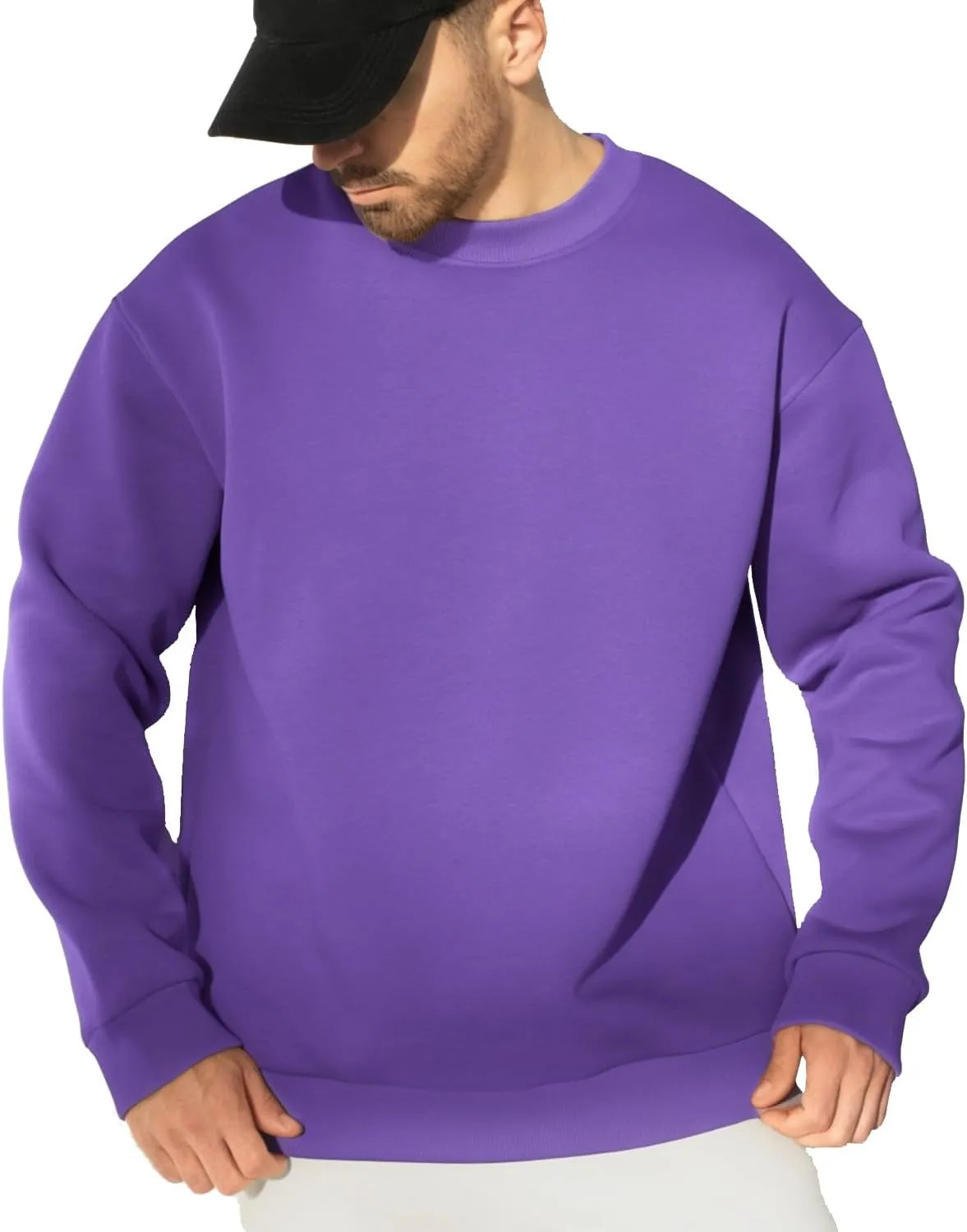 JIHUILAI Men's Crewneck Sweatshirt Plain Sweatshirts Athletic Workout Sweat Shirts Soft Long Sleeve Pullover Shirt