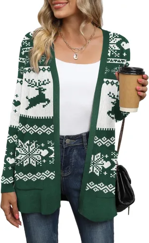 LILBETTER Womens Casual Lightweight Long Sleeve Open Front Cardigan Sweaters with Pockets