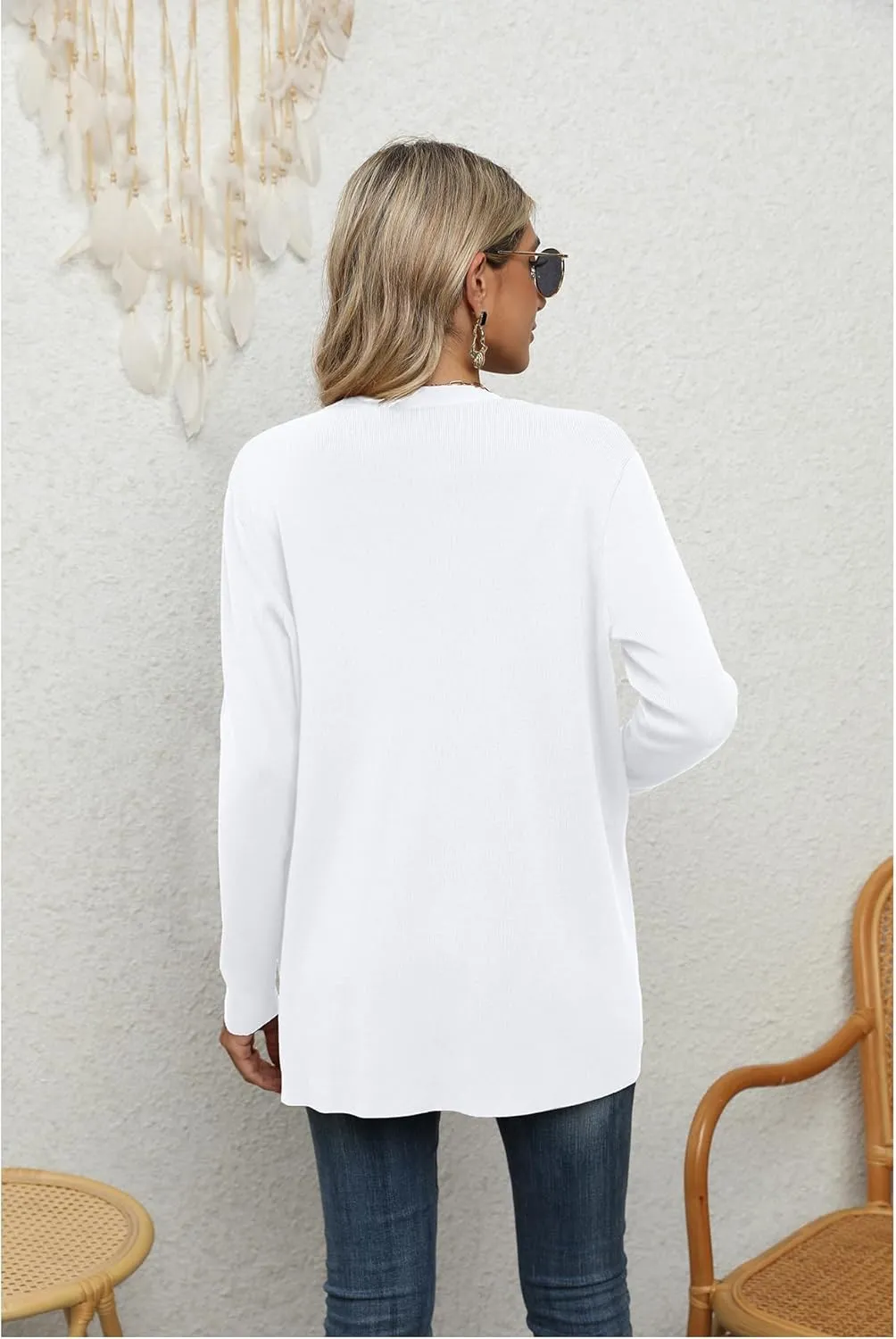 LILBETTER Womens Casual Lightweight Long Sleeve Open Front Cardigan Sweaters with Pockets