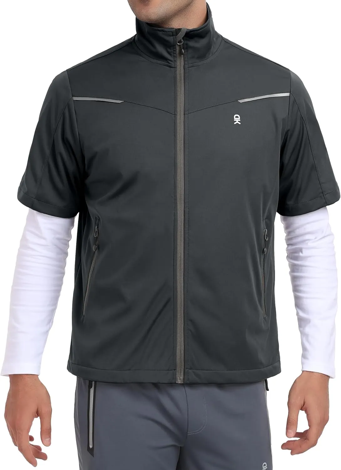 Little Donkey Andy Men's Lightweight Softshell Vests Short Sleeve Jackets for Golfing Hiking Running