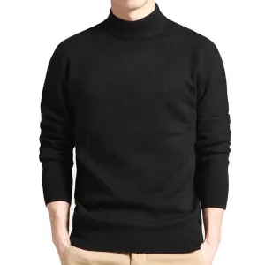Men Sweater Solid Pullovers Mock Neck Thin Fashion Undershirt