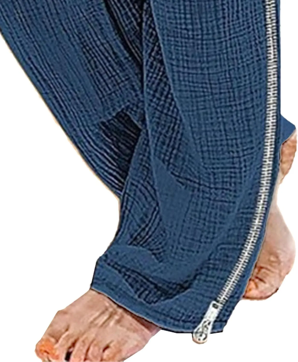 Men's Baggy Casual Elastic Waist Chino Pants Cotton Linen Solid Outdoor Pants Straight Leg Comfort Beach Trousers