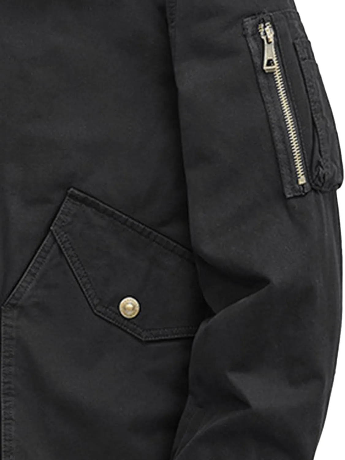 Men's Casual Cotton Cargo Sherpa Jacket Fur Collar Warm Winter Padded Coat Fleece Lined Bomber Jacket with Pocket