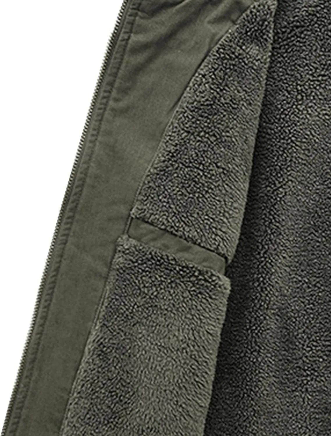 Men's Casual Cotton Cargo Sherpa Jacket Fur Collar Warm Winter Padded Coat Fleece Lined Bomber Jacket with Pocket