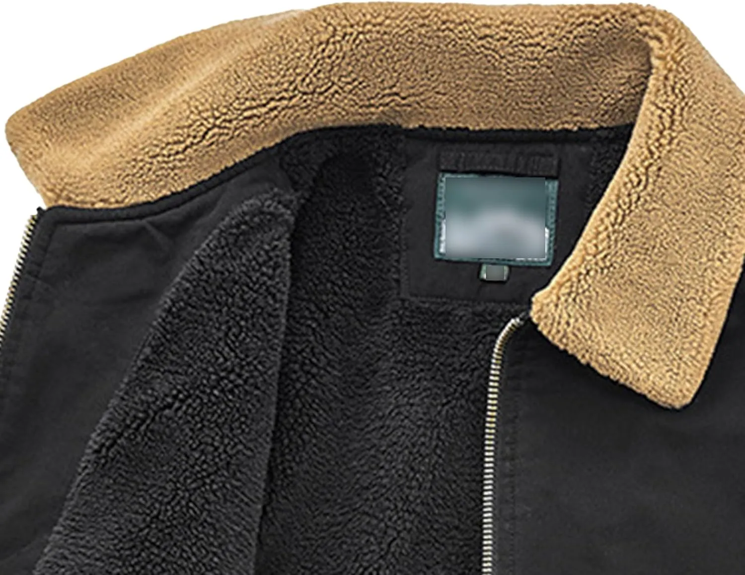 Men's Casual Cotton Cargo Sherpa Jacket Fur Collar Warm Winter Padded Coat Fleece Lined Bomber Jacket with Pocket