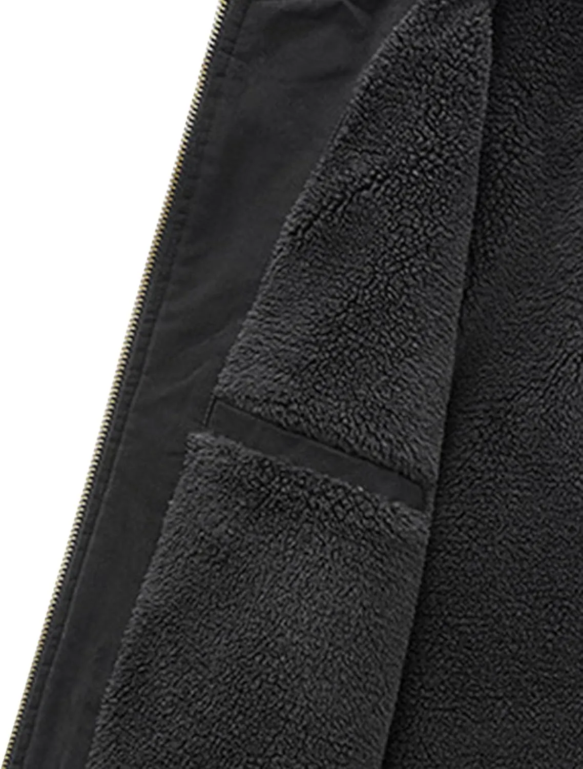 Men's Casual Cotton Cargo Sherpa Jacket Fur Collar Warm Winter Padded Coat Fleece Lined Bomber Jacket with Pocket