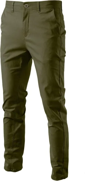 Men's Comfort Casual Solid Trousers Trendy Slim Fit Lounge Pants Lightweight Active Business Slack