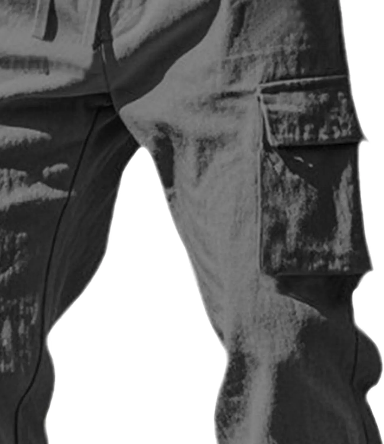 Men's Cotton Linen Baggy Cargo Pants Elastic Waist Casual Sweatpants Pants Drawstring Comfort Joggers Trousers