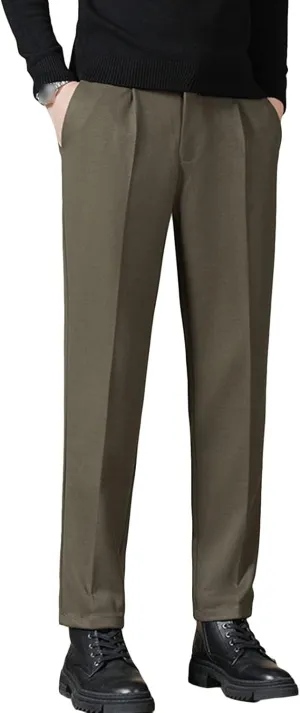 Men's Flex Flat Front Straight Fit Pant Skinny-Fit Wrinkle-Free Business Comfort Stretch Dress Chino Pant