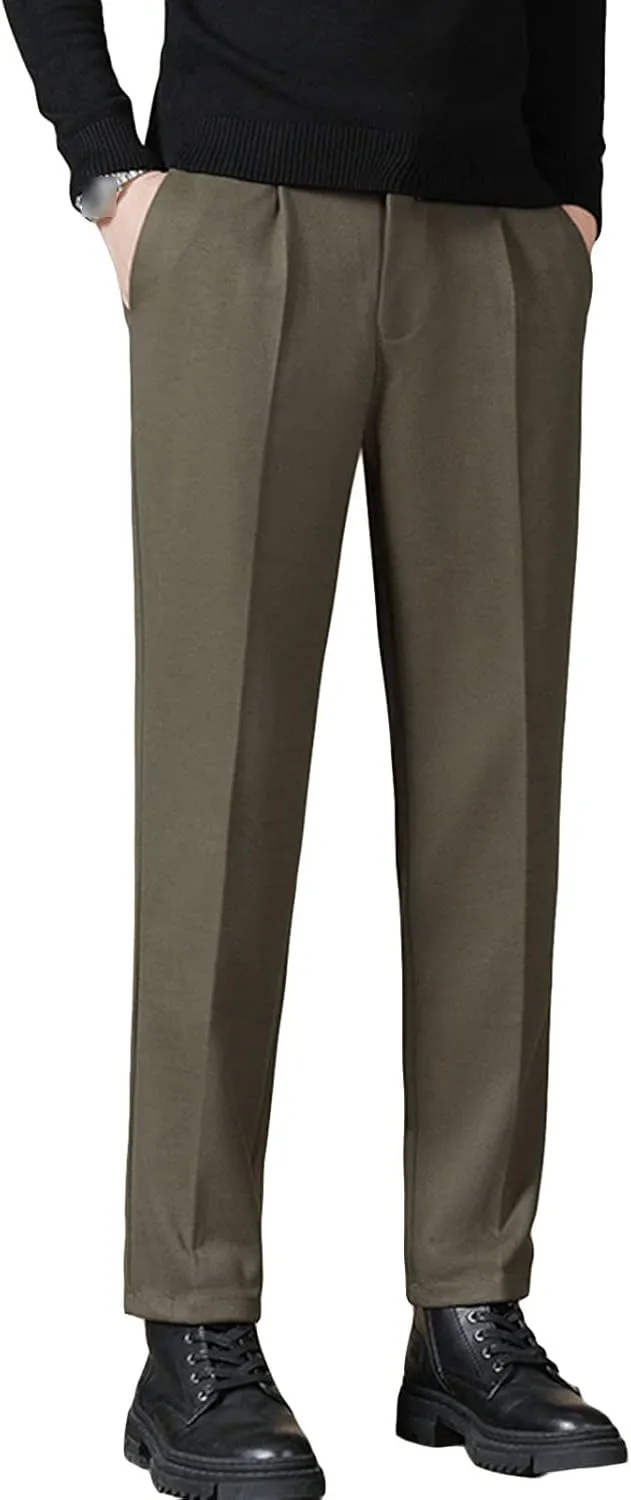 Men's Flex Flat Front Straight Fit Pant Skinny-Fit Wrinkle-Free Business Comfort Stretch Dress Chino Pant