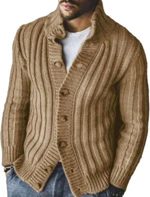 Men's Long Sleeve Casual Comfort Fit Cardigan Sweater Shawl Collar Soft Fabric