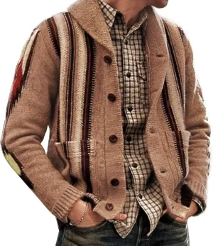 Men's Long Sleeve Casual Comfort Fit Cardigan Sweater Shawl Collar Soft Fabric