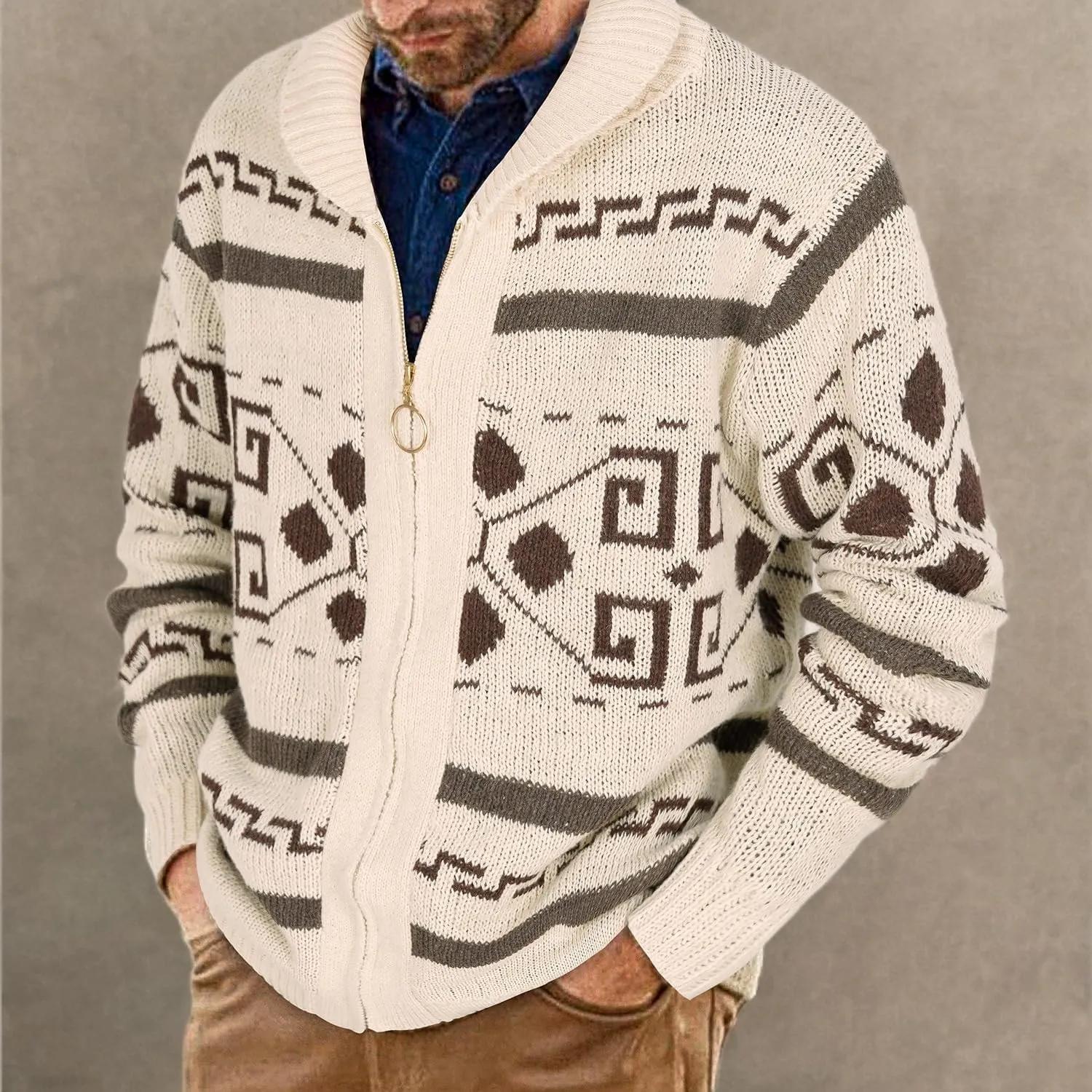 Men's Long Sleeve Casual Comfort Fit Cardigan Sweater Shawl Collar Soft Fabric
