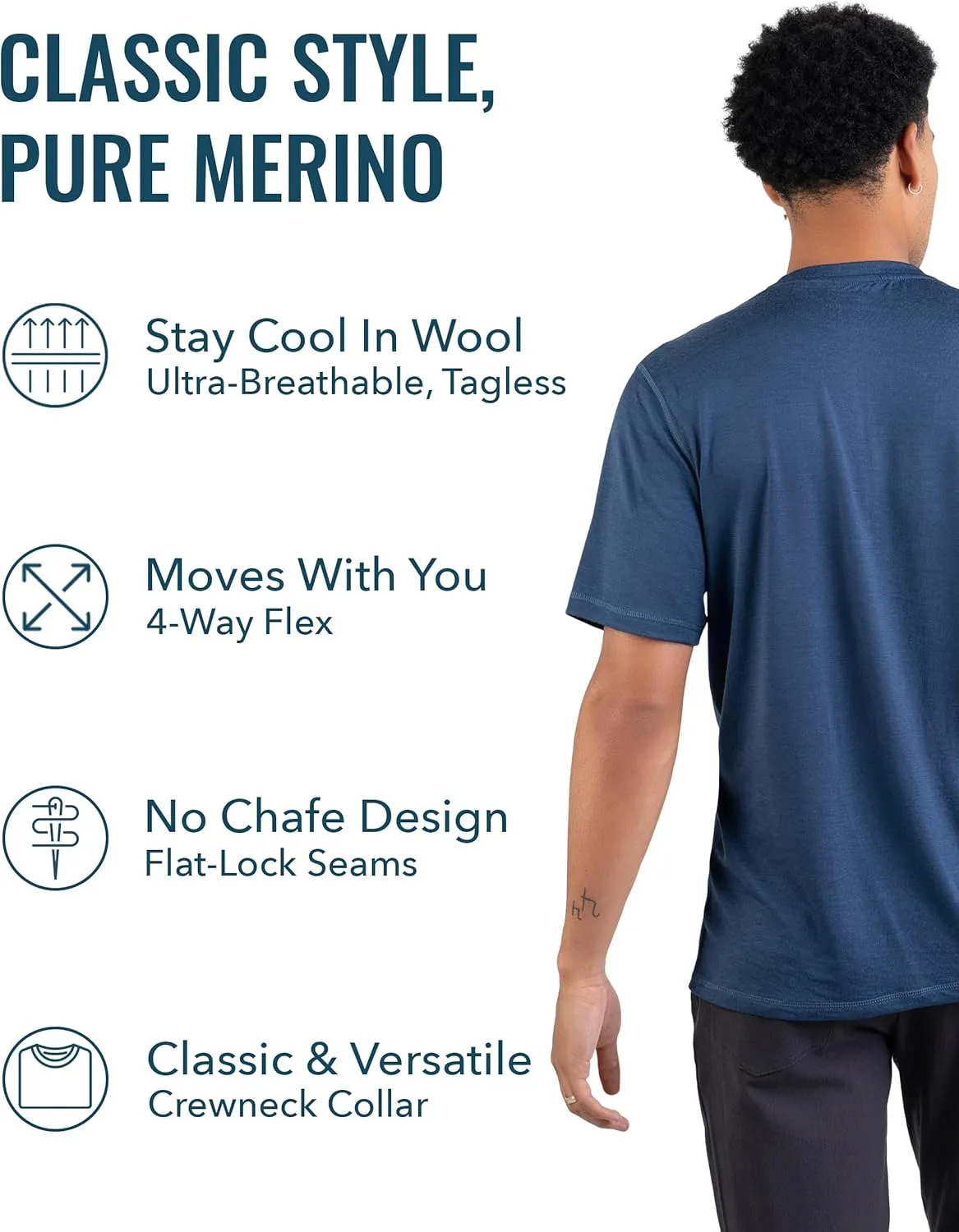 Men's Merino T-Shirt by Woolly | RWS Certified | Soft, Stink Free, Seattle Designed
