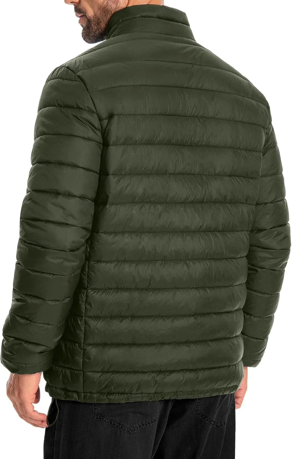 Men's Puffer Jacket Lightweight Warm Winter Jackets for Men Windproof Insulated Puffy Coat with 3 Pockets
