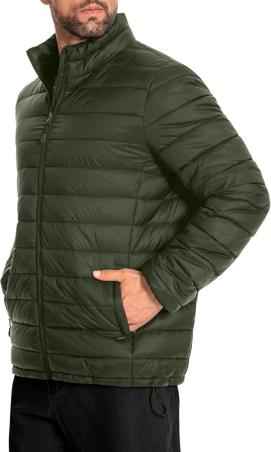 Men's Puffer Jacket Lightweight Warm Winter Jackets for Men Windproof Insulated Puffy Coat with 3 Pockets