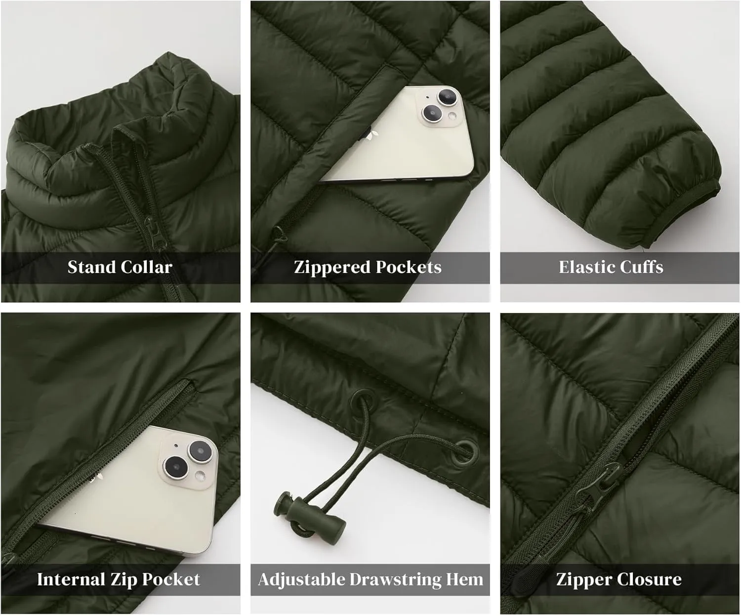 Men's Puffer Jacket Lightweight Warm Winter Jackets for Men Windproof Insulated Puffy Coat with 3 Pockets
