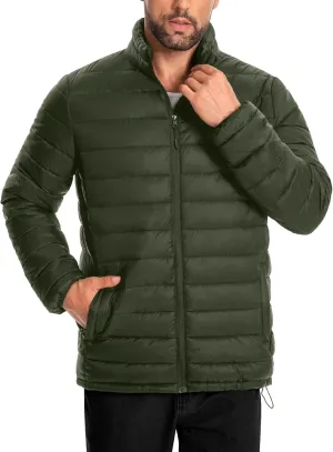 Men's Puffer Jacket Lightweight Warm Winter Jackets for Men Windproof Insulated Puffy Coat with 3 Pockets
