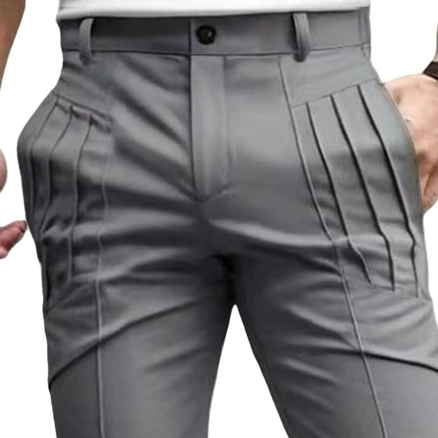 Men's Solid Business Slim Fit Dress Pants Stylish Skinny Outdoor Trousers Casual Comfort Tapered Sweatpants
