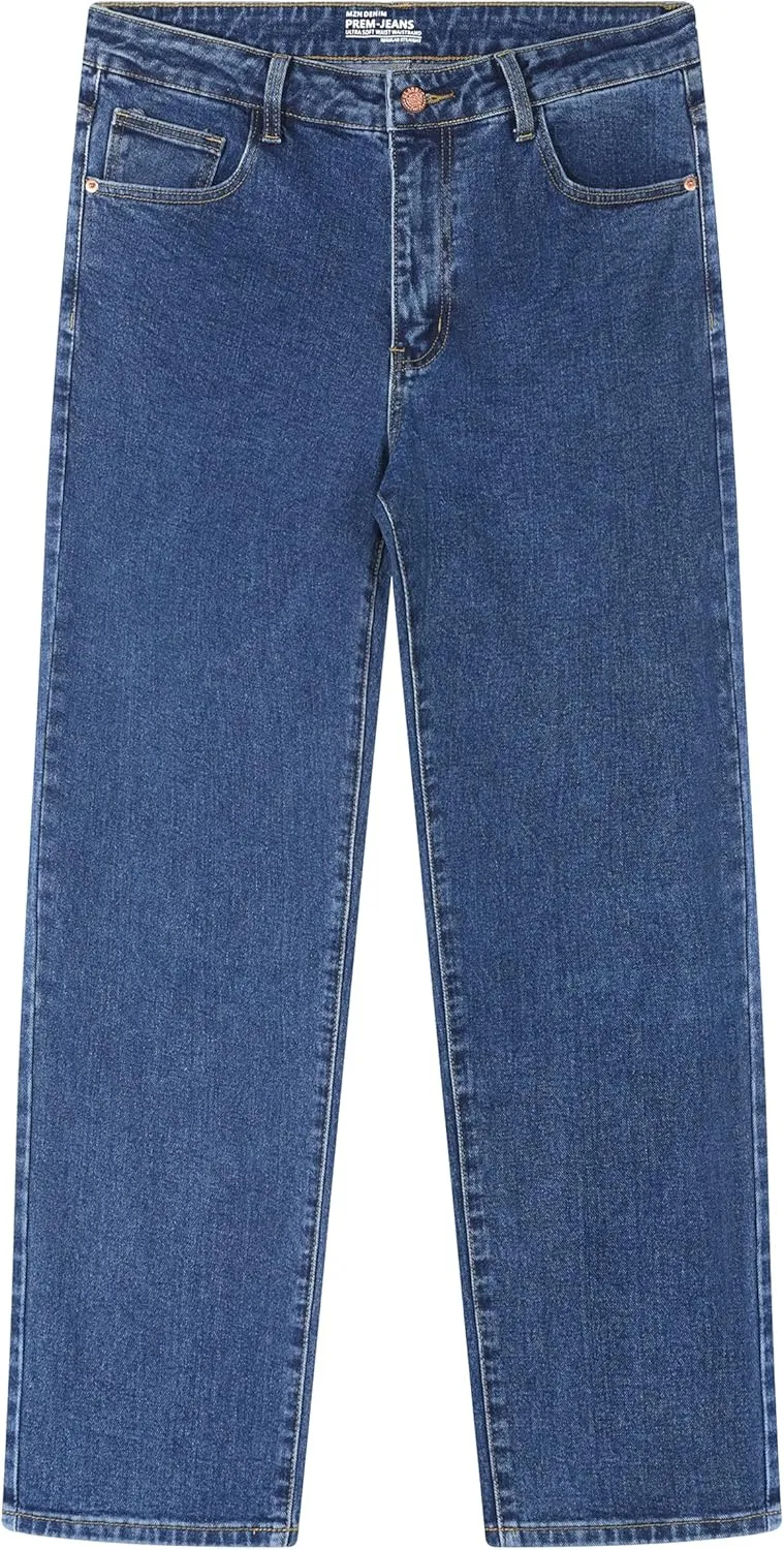 Men's Stretch Regular Fit Straight-Leg Cotton Fashion Comfort Flex Waist Denim Pants Jeans