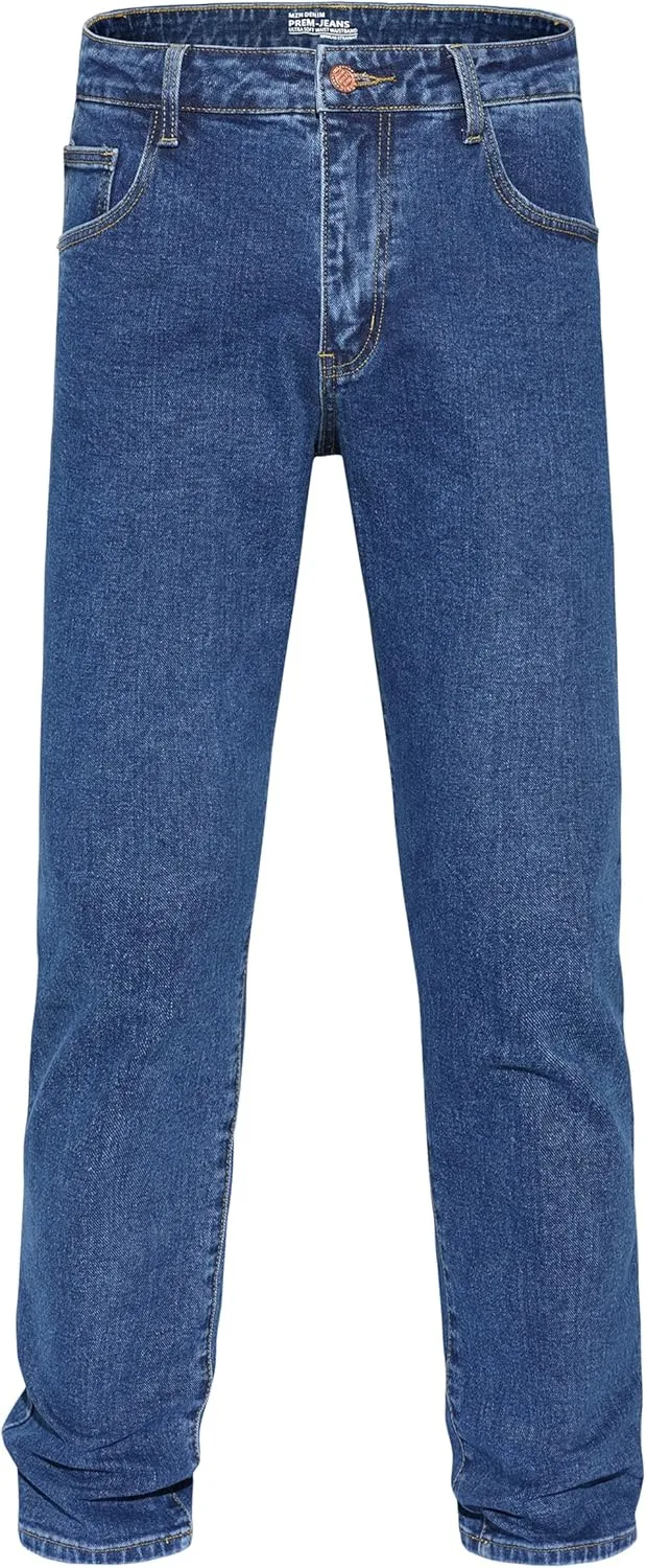 Men's Stretch Regular Fit Straight-Leg Cotton Fashion Comfort Flex Waist Denim Pants Jeans