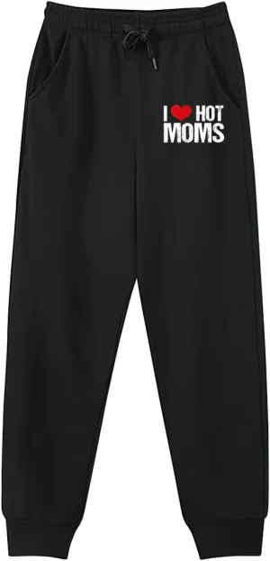 Men's Sweatpants I Love Hot Moms Stretch Waistband Comfort Gym Pants