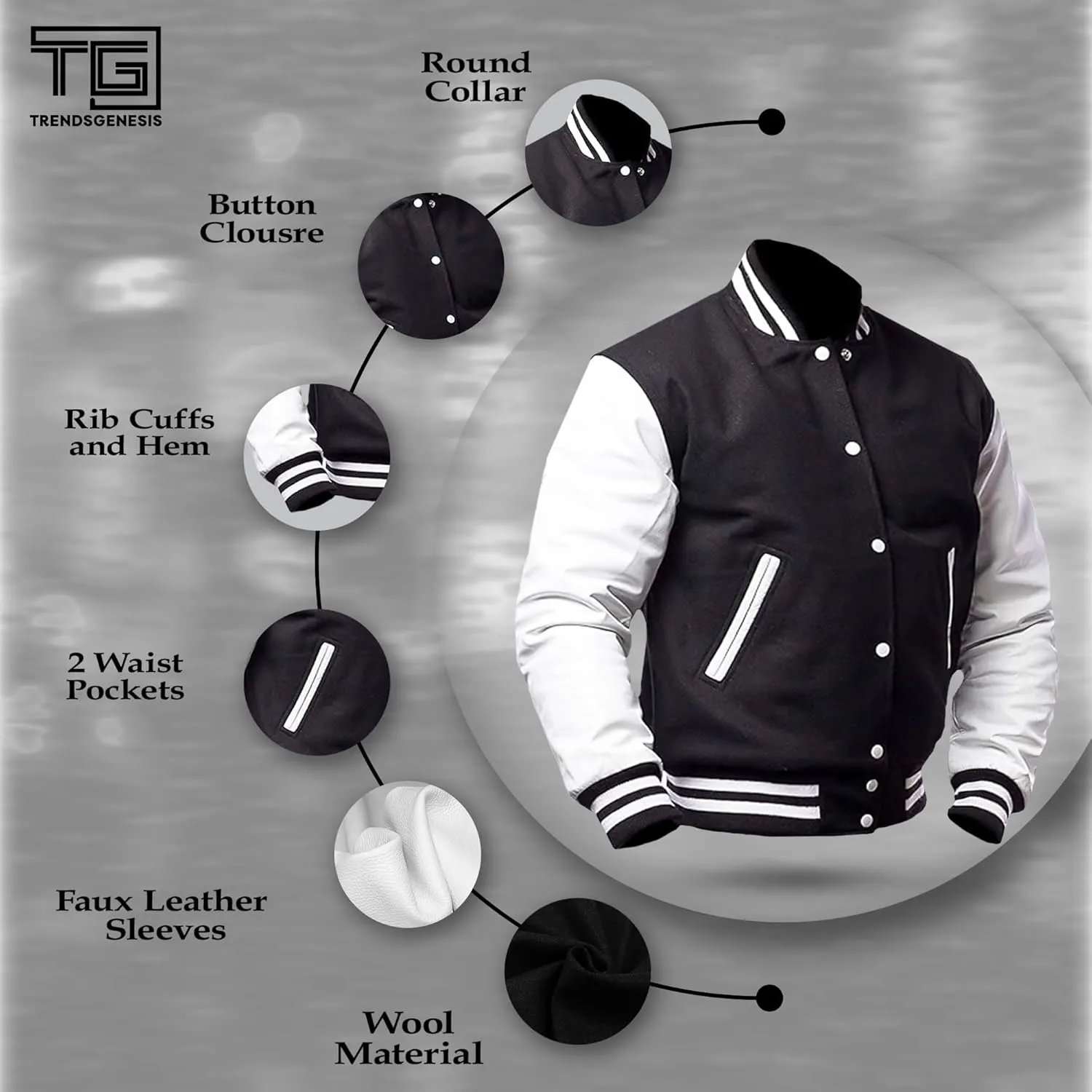 Men's Varsity Lettermans Jacket - School College Letterman Baseball Bomber Jackets for Men