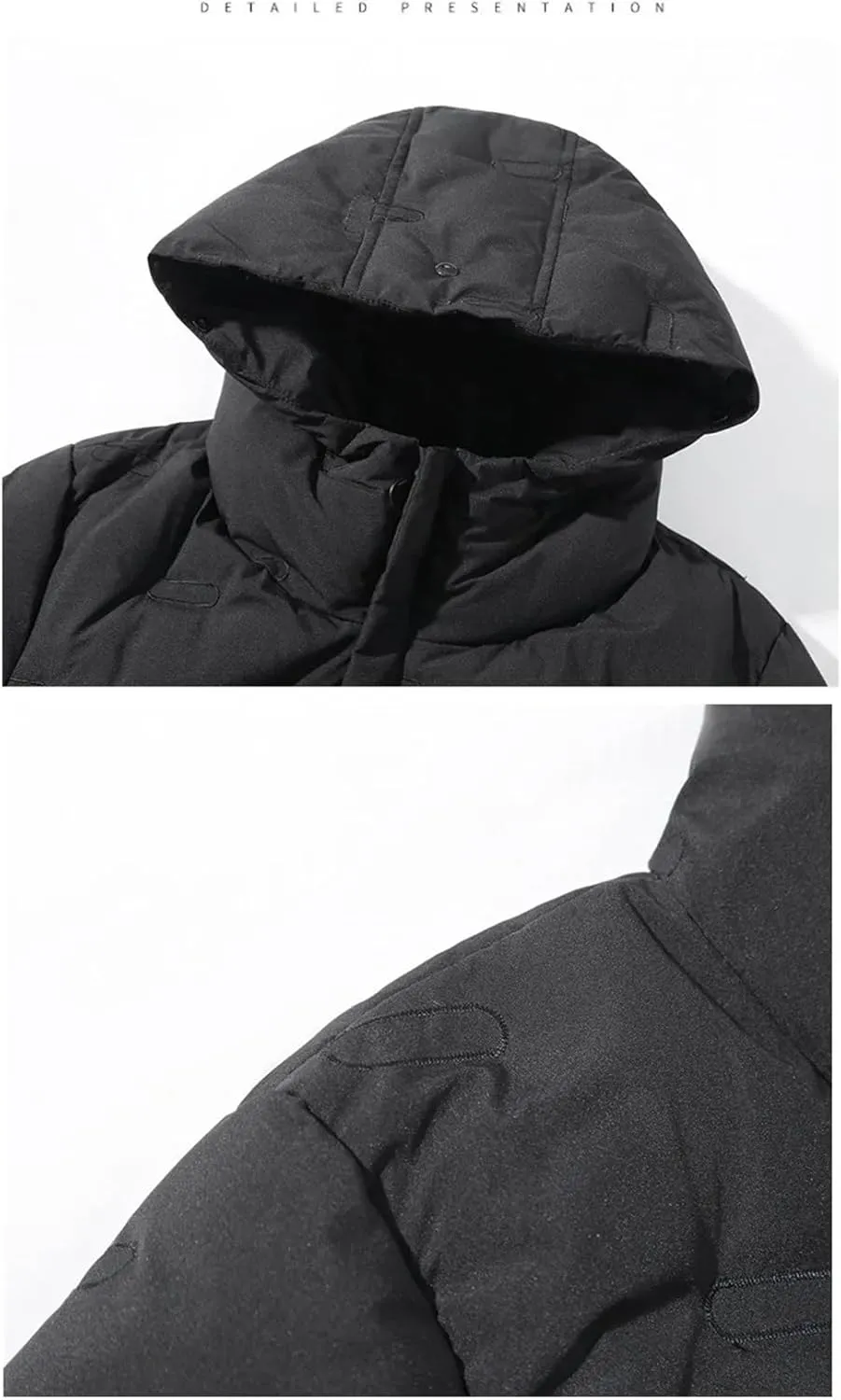 Men's Winter Long Down Jackets Casual Hooded Thick Warm Parkas Outdoor Cotton Padded Coats