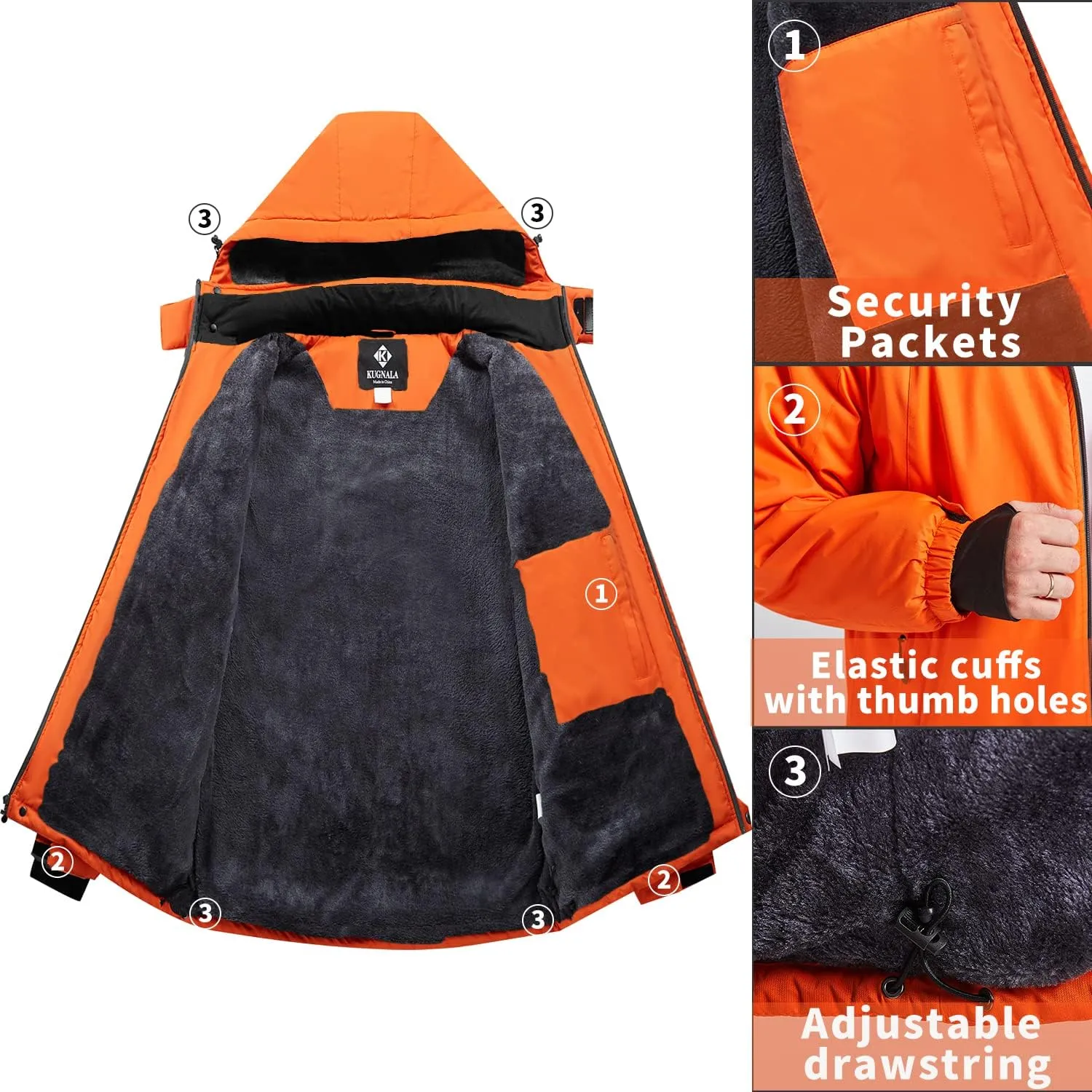 Men's Winter Skiing Jacket Waterproof Warm Snow Fleece LiningCoat Mountain Hooded Windproof Rain Jacket S-5XL