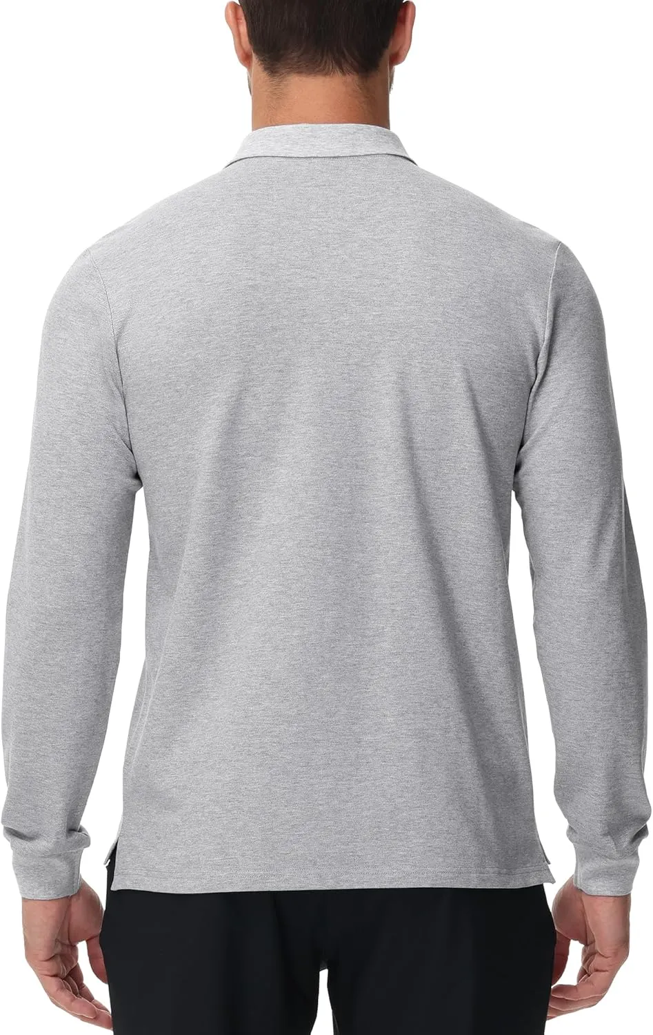 MIER Polo Shirts for Men Cotton Long Sleeve Golf Tennis Collared Shirt for Casual Work Travel, 3 Buttons, Ultra Soft