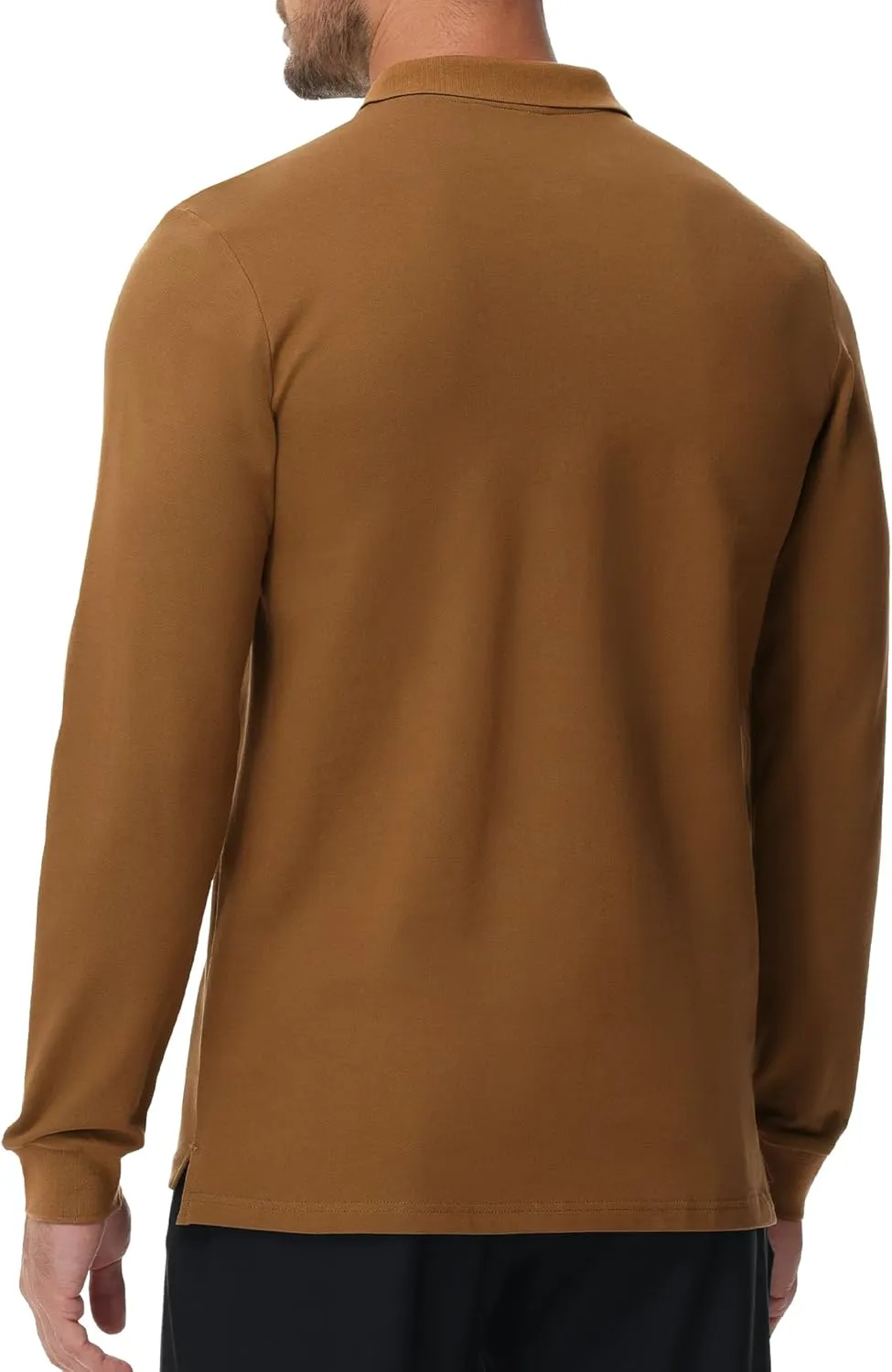 MIER Polo Shirts for Men Cotton Long Sleeve Golf Tennis Collared Shirt for Casual Work Travel, 3 Buttons, Ultra Soft
