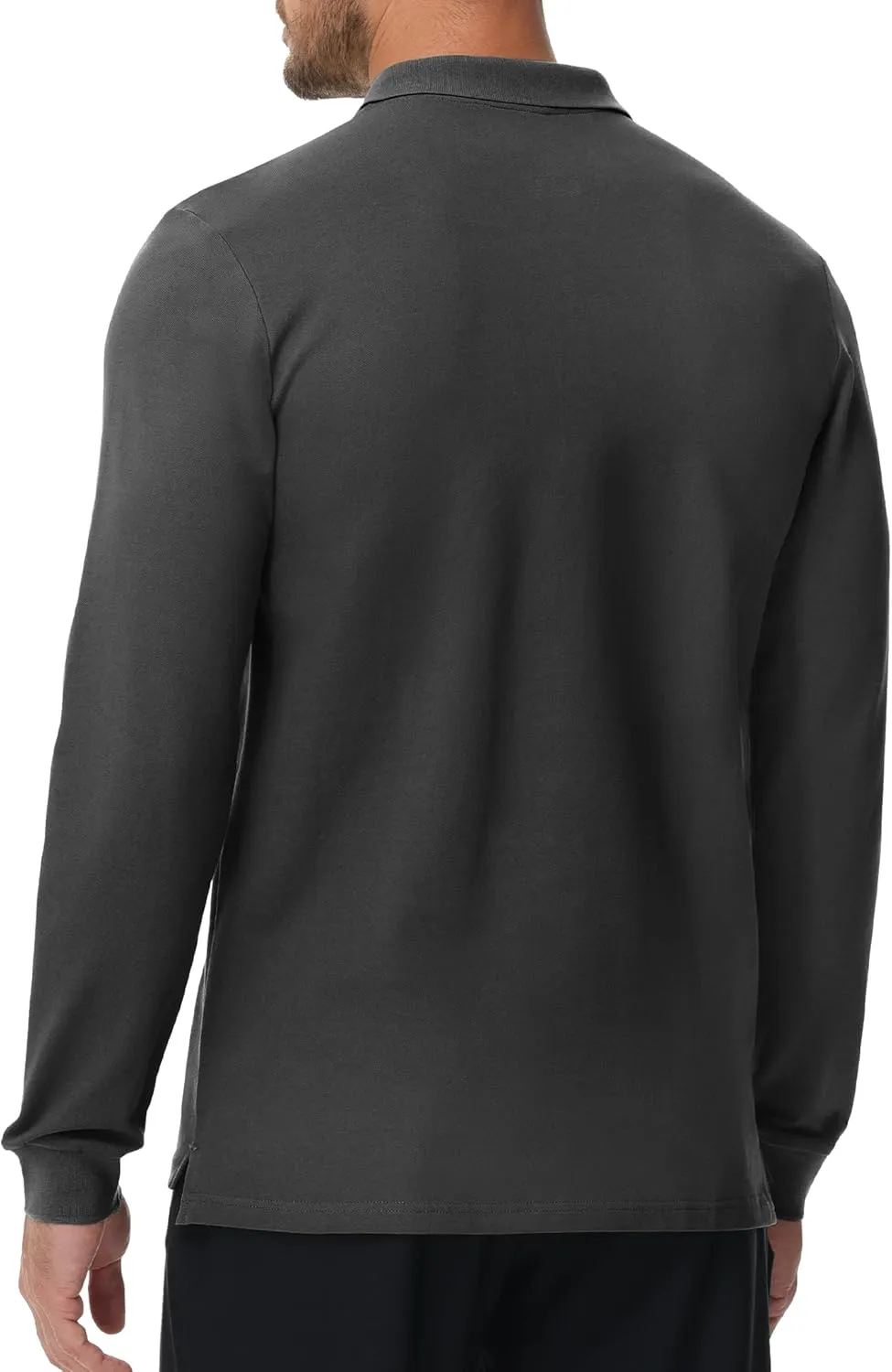 MIER Polo Shirts for Men Cotton Long Sleeve Golf Tennis Collared Shirt for Casual Work Travel, 3 Buttons, Ultra Soft