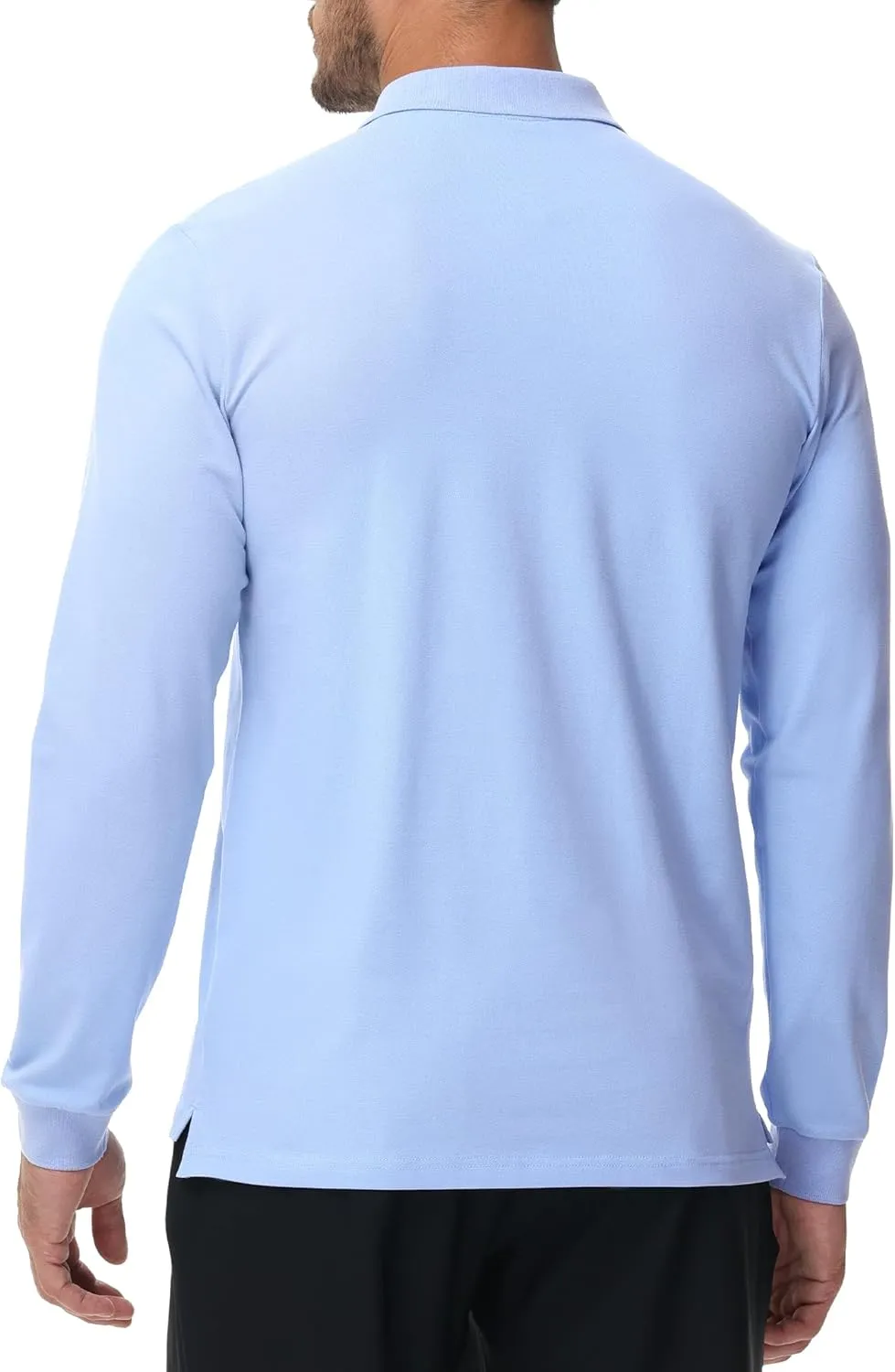 MIER Polo Shirts for Men Cotton Long Sleeve Golf Tennis Collared Shirt for Casual Work Travel, 3 Buttons, Ultra Soft
