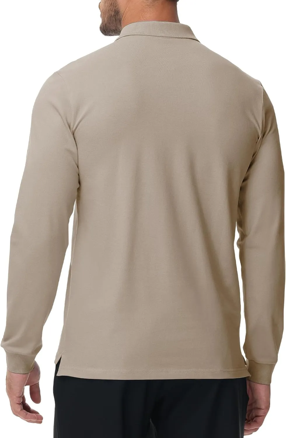 MIER Polo Shirts for Men Cotton Long Sleeve Golf Tennis Collared Shirt for Casual Work Travel, 3 Buttons, Ultra Soft