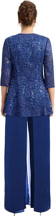 Mother of The Bride Pantsuits with Jacket Lace 2025 Formal Mother of The Bride Jumpsuit Outfit for Wedding