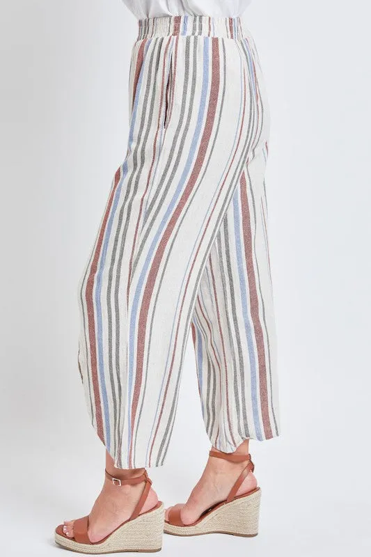 Natural Linen Tulip Slit Hem Wide Leg Crop Pant