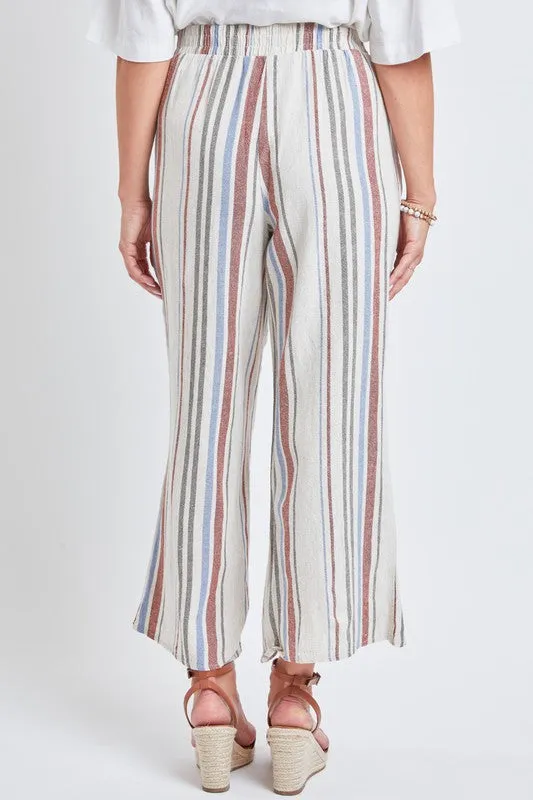 Natural Linen Tulip Slit Hem Wide Leg Crop Pant